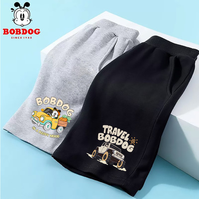 Quần đùi bé trai BOBDOG chất da cá cạp chun co dãn mềm mại in hình ô tô cho bé