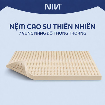 Đệm Ngủ - Nệm Cao Su Thiên Nhiên NIN House Massage | 1m6x2m, 1m8x2m | Thông Thoáng, Giúp Lưu Thông Máu