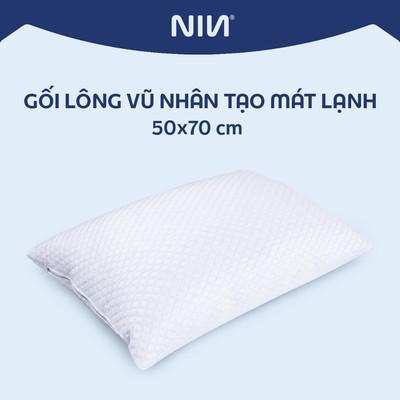 Gối lông vũ nhân tạo mát lạnh Cool Plus NIN House 50x70cm, ruột gối nằm gòn microfiber cao cấp