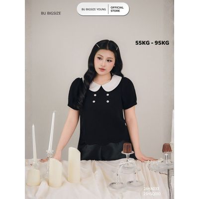 Áo kiểu phối cổ gấu cắt cánh hoa BIGSIZE (55kg đến 95kg) – 26HA033 - [BU Bigsize Young]