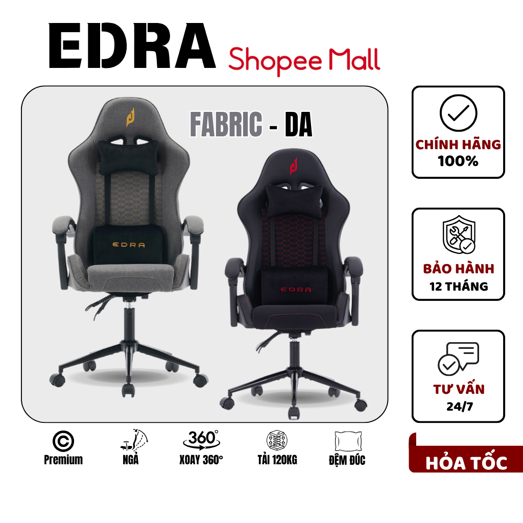 Ghế Gaming Edra Chair EGC236 – New Citizen, Ghế Game Cao Cấp Chân Thép Class-3 - Bảo Hành Chính Hãng