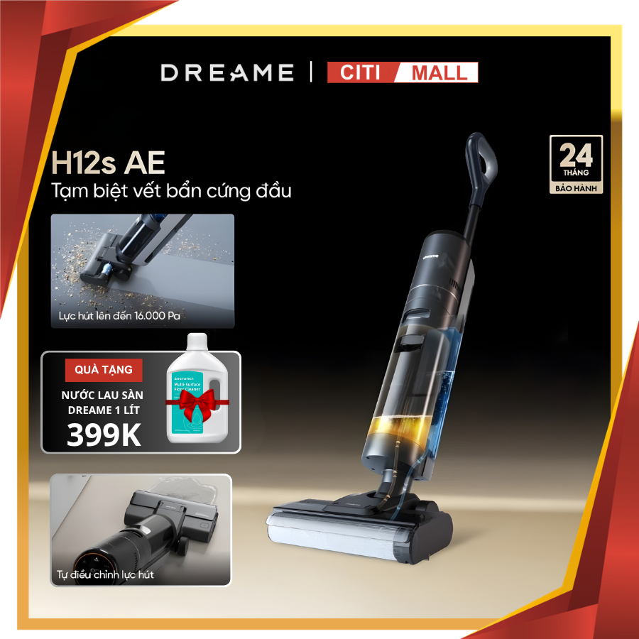 Máy Hút Bụi Lau Nhà Dreame H12S AE - Lực Hút 16000Pa, Tự Vệ Sinh, Cảm Biến Bụi - Chính Hãng 2026