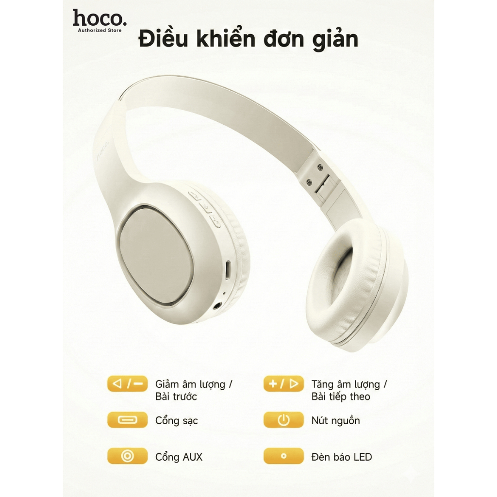 Tai nghe chụp tai gấp gọn cao cấp Hoco W46 pin trâu siêu bền - Hàng chính hãng bảo hành 12 tháng | BigBuy360 - bigbuy360.vn