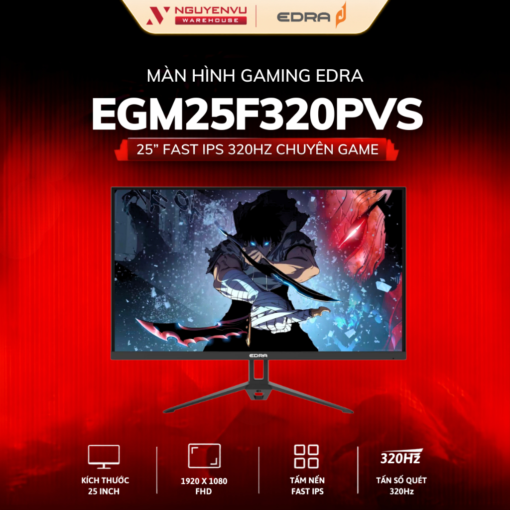 Màn hình gaming EDRA EGM25F320PVS  25 Inch ( FHD, FAST IPS, 320Hz, 1ms MPRT ) - Hàng Chính Hãng