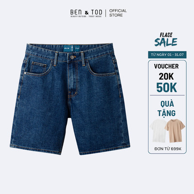 [Sale] Quần short jean nam Ben & Tod SL2240 BC187, quần đùi nam chất jean dày dặn đứng form nam tính cao cấp Slimfit