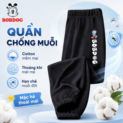 Quần chống muỗi bé trai bé gái BOBDOG, quần dài chất cotton thoáng khí mát mẻ in hình cute cho bé