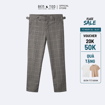 [Sale] Quần tây Side Tab Ben & Tod SL2120 BC139, quần âu nam cotton form ôm cao cấp đứng form nam tính công sở