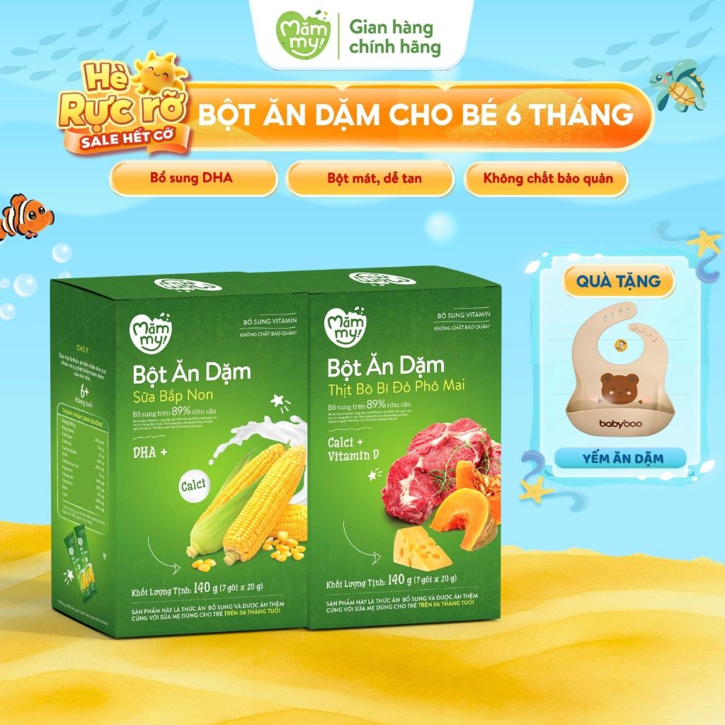 Bột ăn dặm Mămmy cho bé 6 tháng tuổi bổ sung DHA, Sắt giúp bé phát triển khỏe mạnh, thông minh