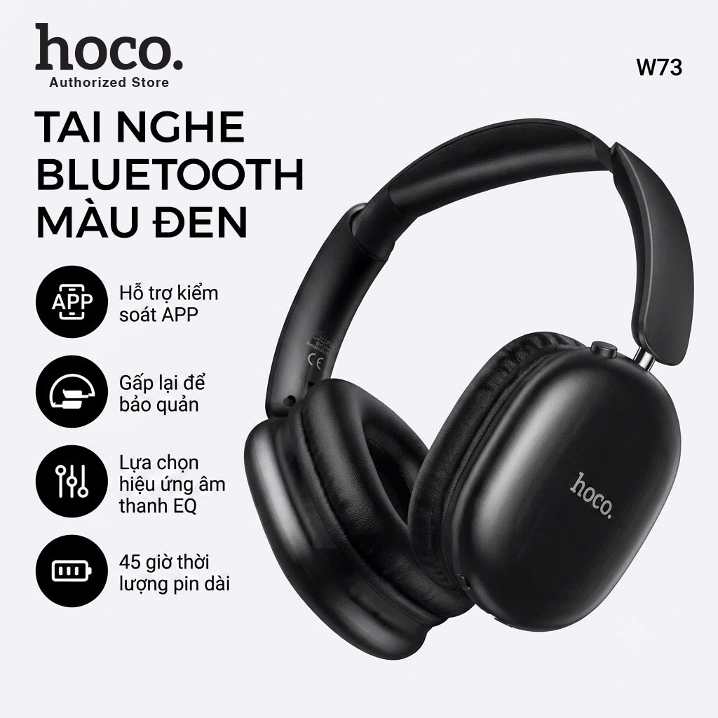Tai nghe chụp tai bluetooth Hoco W73 pin siêu bền 45 tiếng, bluetooth v6.0 âm bass hay - tai nghe gấp gọn tiện lợi | BigBuy360 - bigbuy360.vn