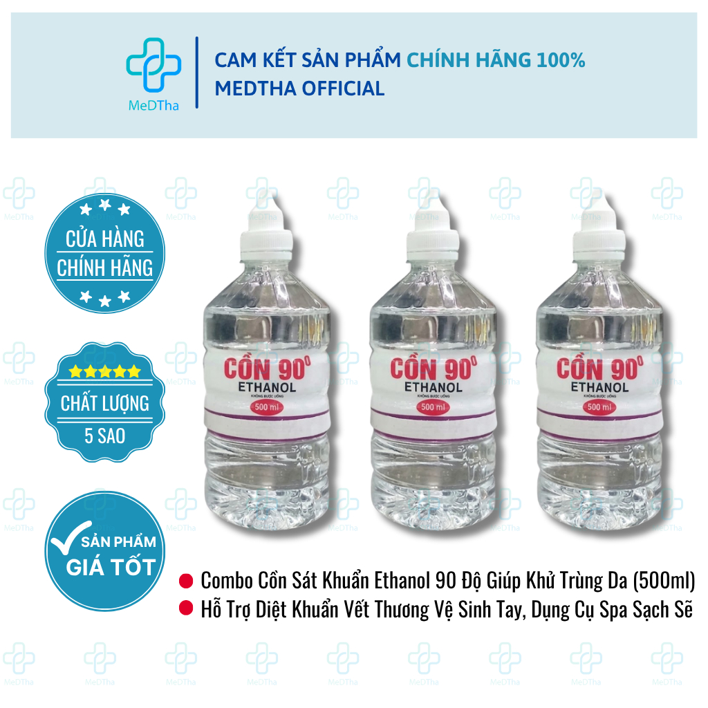 [COMBO 2/3 CHAI] Dung Dịch Cồn Ethanol 90 Độ - Hỗ Trợ Khử Khuẩn Cho Spa, Khử Trùng Vật Dụng Y Tế (Ch