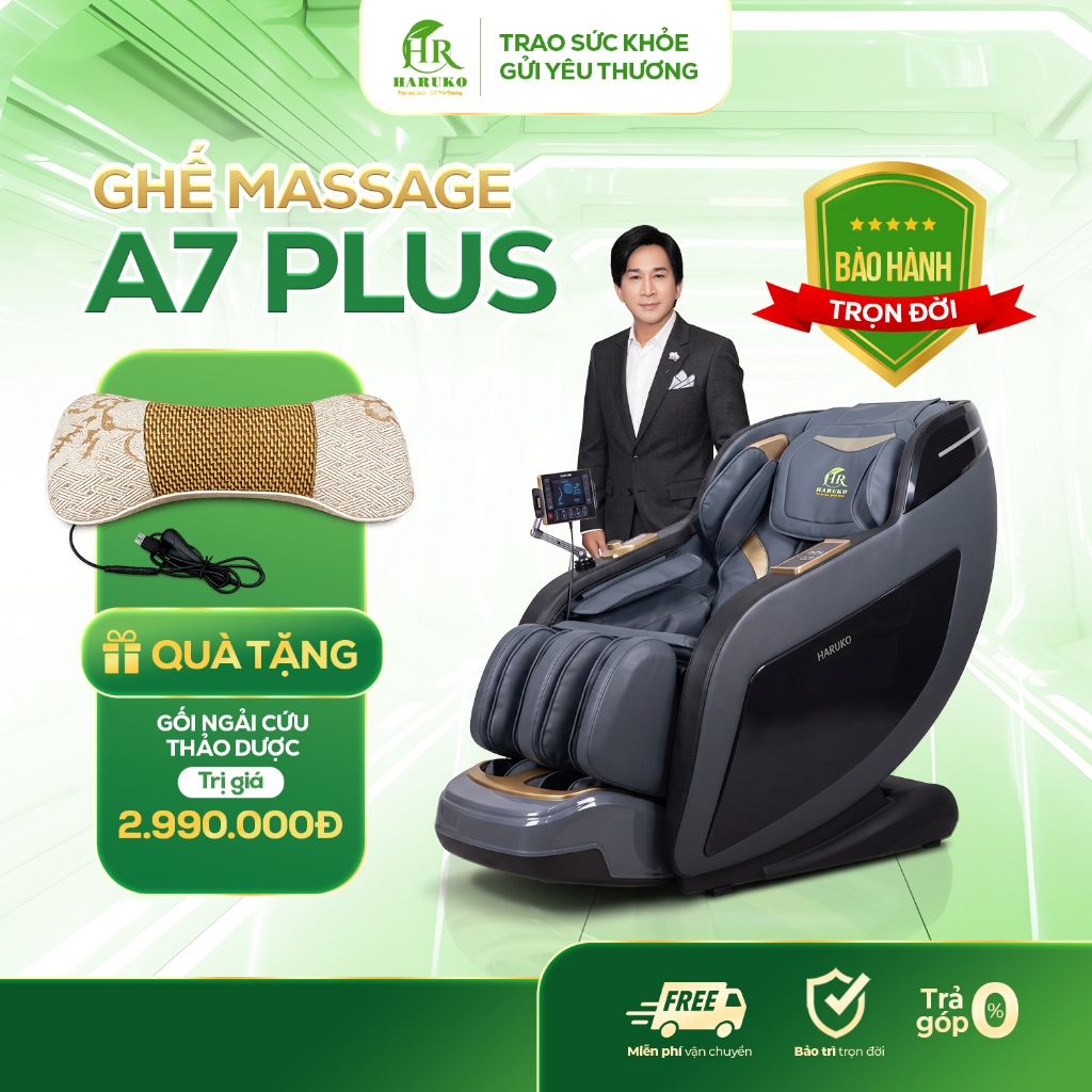 Ghế massage toàn thân HR Haruko A7 Plus, máy massage con lăn di chuyển, lắp đặt tại nhà khách hàng