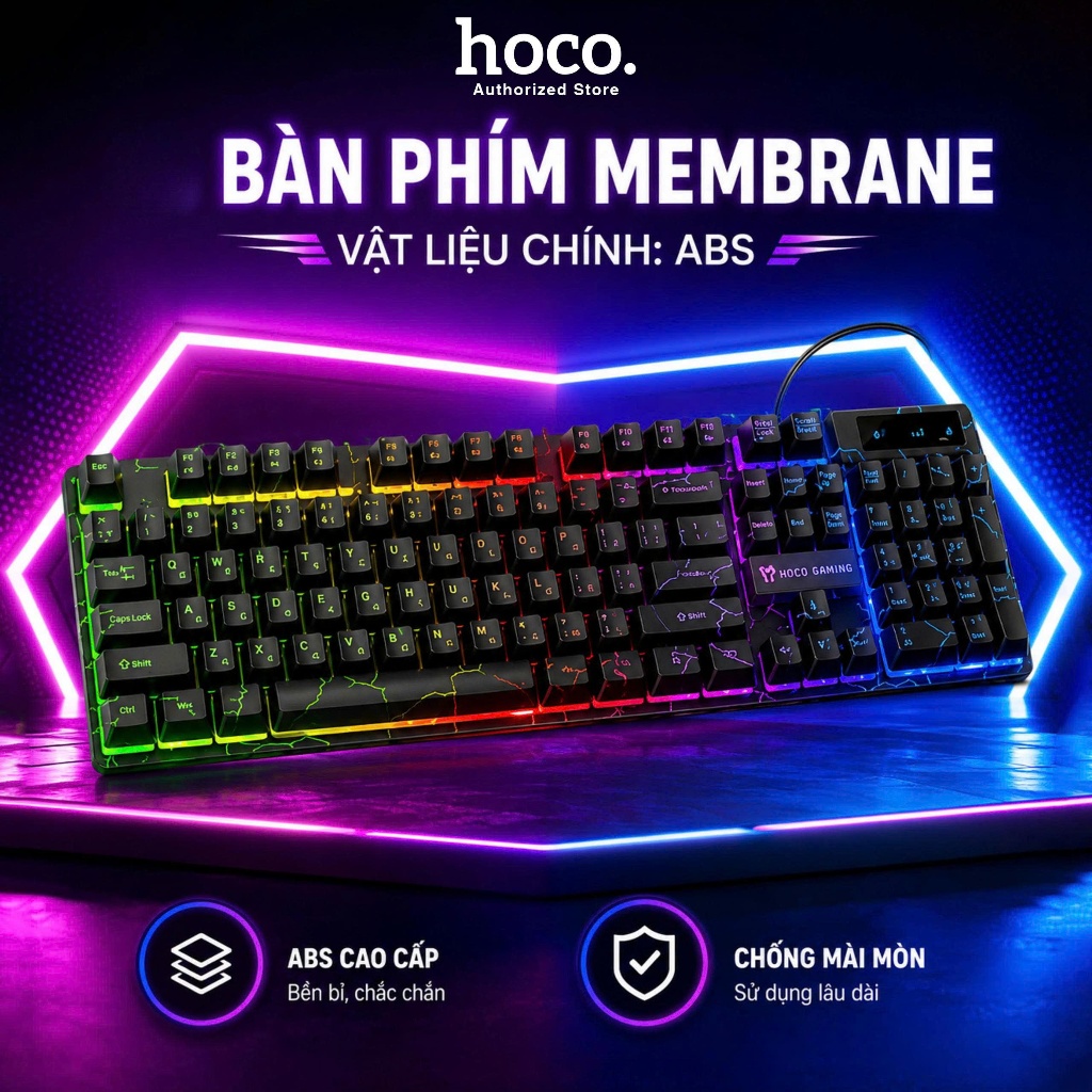 Bàn Phím Gaming Hoco GM701 Cao Cấp, Đèn LED 7 Màu, Bàn Phím Membrane Chơi Game Có Dây Cho PC Laptop Bàn Phím Gaming | BigBuy360 - bigbuy360.vn
