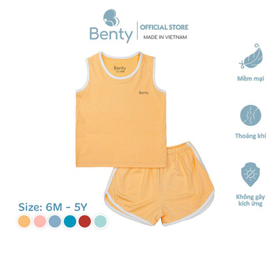 Bộ ba lỗ thể thao BENTY trơn mềm mịn mát basic phong cách Hàn, đồ bộ trẻ em cao cấp hút mồ hôi