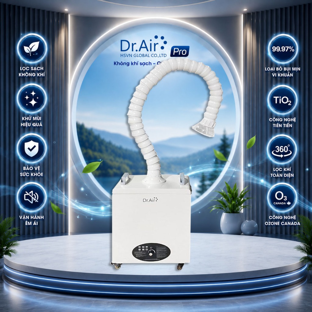 Máy hút khói mùi laser Spa, khói hàn Dr.Air KL101 - Máy hút lọc khói Laser thẩm mỹ Lưu lượng 330m3/h