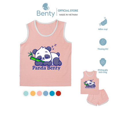 Bộ ba lỗ thể thao phong cách Hàn in hình Panda BENTY BT072 mềm mịn mát, đồ ba lỗ thấm mồ hôi tốt