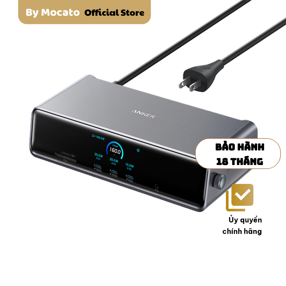 Trạm sạc Anker Prime 14in1 DL7400 A83B3, triple display, sạc 140W