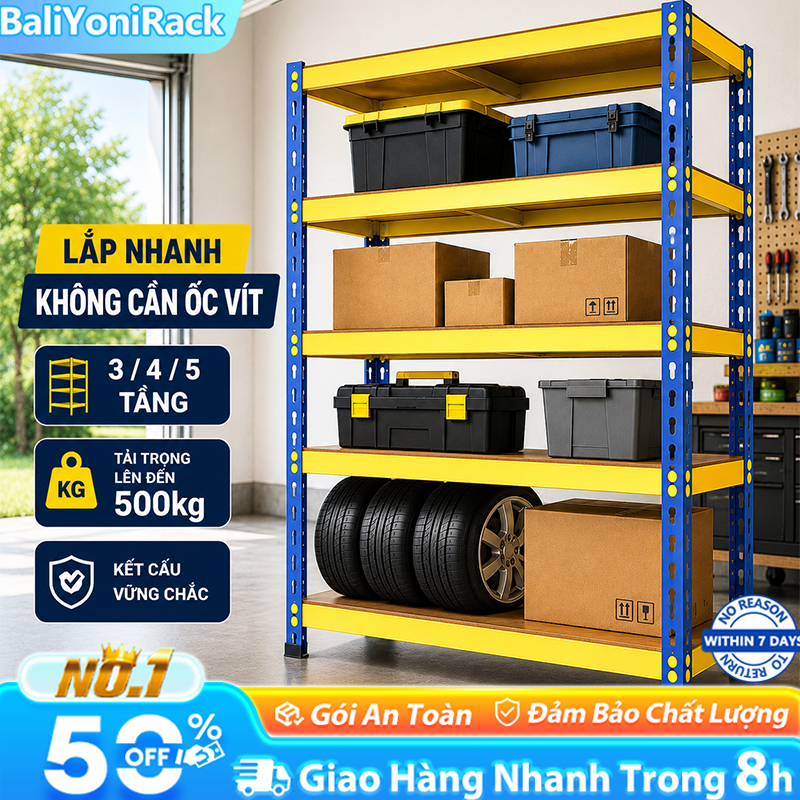 Bali Kệ Sắt Kệ Kho Chịu Tải Nặng 500kg Không Cần Ốc Vít Điều Chỉnh Chiều Cao Cho Garage Xưởng Ô Tô | BigBuy360 - bigbuy360.vn