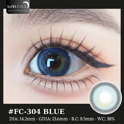 [6 tháng] Lens mắt FC-304 Blue màu xanh filter tự nhiên, có viền, size vừa - thương hiệu LUNA EYES
