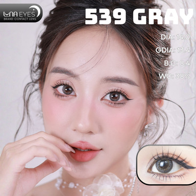 [SALE] Lens mắt 539 Gray màu xám nâu vân tia tự nhiên, size nhỏ - thương hiệu LUNA EYES