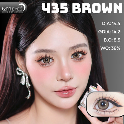 [6 tháng] Lens mắt FD-435 Brown màu nâu vàng vân tia nổi bật, có viền, size lớn - brand LUNA EYES