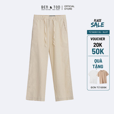 Quần jogger linen nam Ben & Tod RE2250 BD127, chất linen thoáng mát cao cấp form Relax