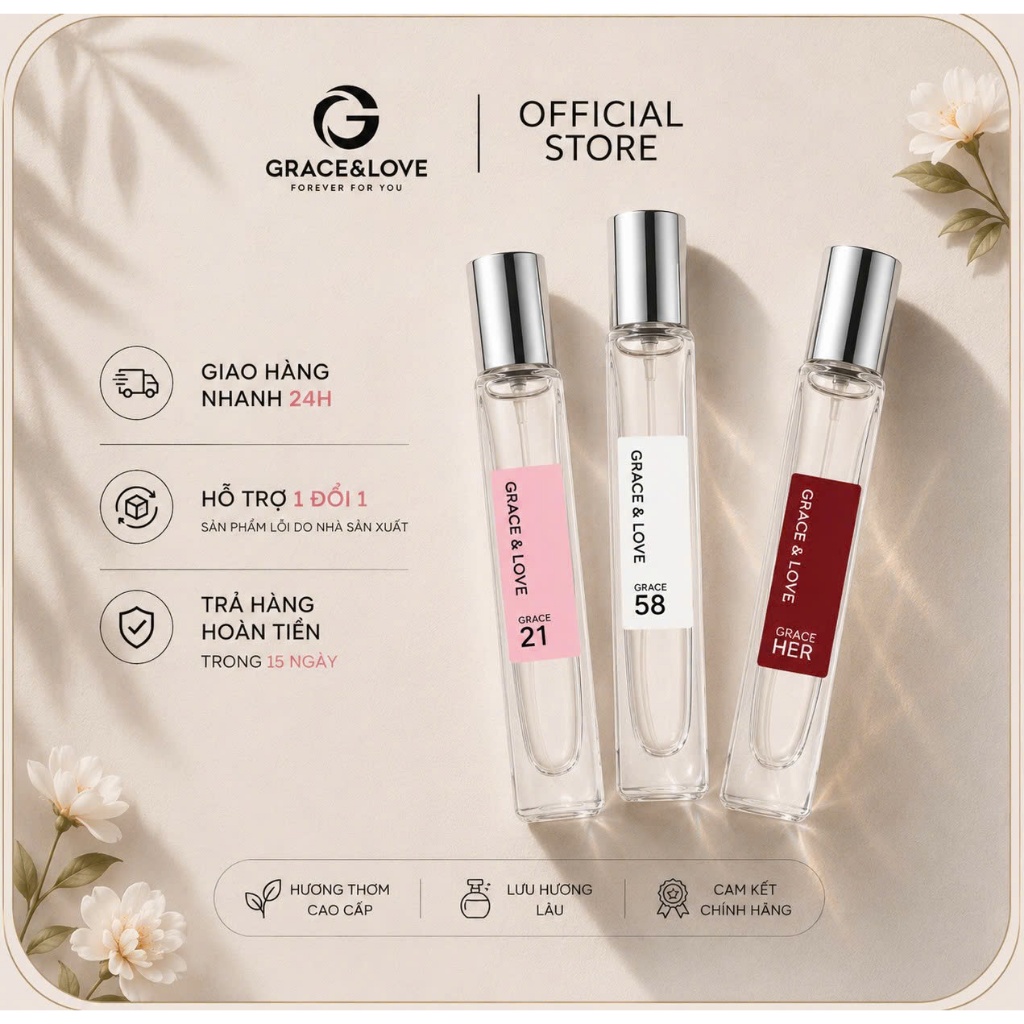 Nước hoa nữ thơm lâu Grace And Love Tinh dầu thơm nước hoa nam nữ thơm lâu hương ngọt body mist set 
