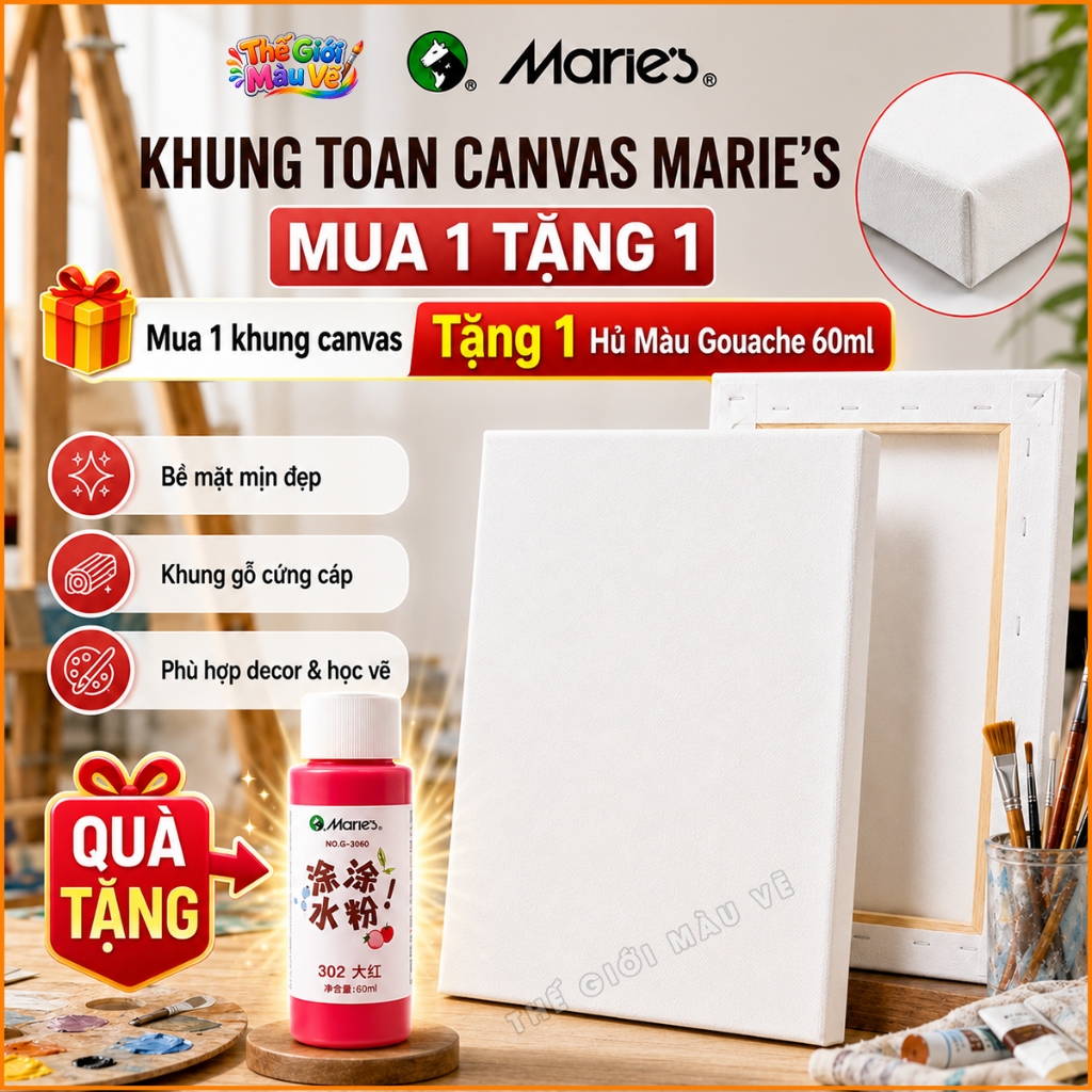 [MUA 1 TẶNG 1] Toan Vẽ Tranh Canvas , Tặng màu vẽ, Khung Vải Căng Sẵn – Toan Vẽ Tranh Acrylic, Sơn D