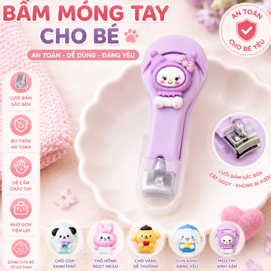 Bấm Móng Tay Cho Bé, Họa Tiết Động Vật Đáng Yêu An Toàn - Panda Kids - HT757