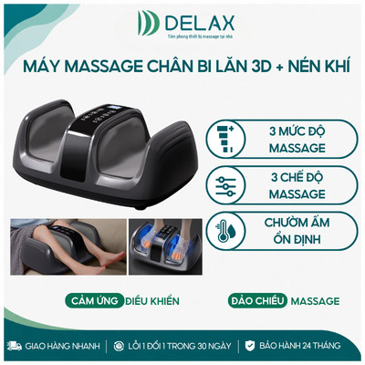 Máy Massage Chân DELAX DC12 Massage Bấm Huyệt 3D, Ép Bóp Kết Hợp Sưởi Ấm, Thư Giãn Bàn Chân, Giảm Mỏi