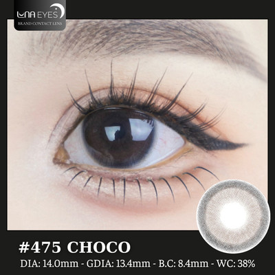 [6 tháng] Lens mắt 475 Choco màu nâu cafe không giãn có viền tự nhiên, size nhỏ, thương hiệu LUNA EYES