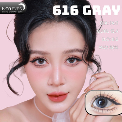 [6 tháng] Lens mắt 616 Gray màu xám bo viền tự nhiên, size nhỏ - thương hiệu LUNA EYES