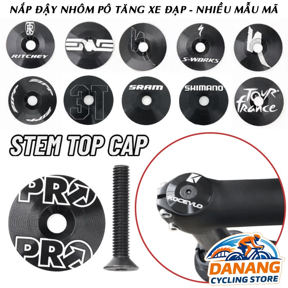 Nắp Đậy Nhôm Pô Tăng Xe Đạp Khắc Logo 3T, SRAM, SHIMANO, S-WORKS, ENVE, ZIPP, FSA