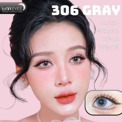 [6 tháng] Lens mắt 306 Gray màu xám sáng không viền nổi bật, size nhỏ - LUNA EYES brand