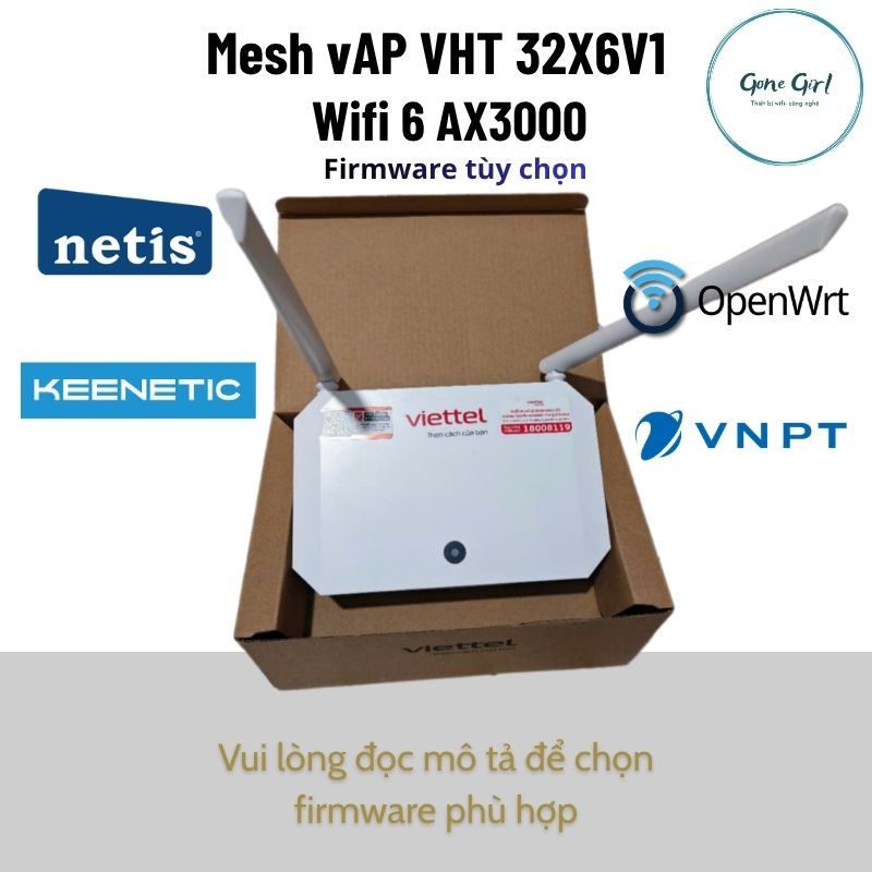 (Hàng cũ) Mesh Viettel vAP 32X6V1, Wifi 6 AX3000, Easymesh, cài đặt tiếng Việt, nhiều tùy chọn firmw