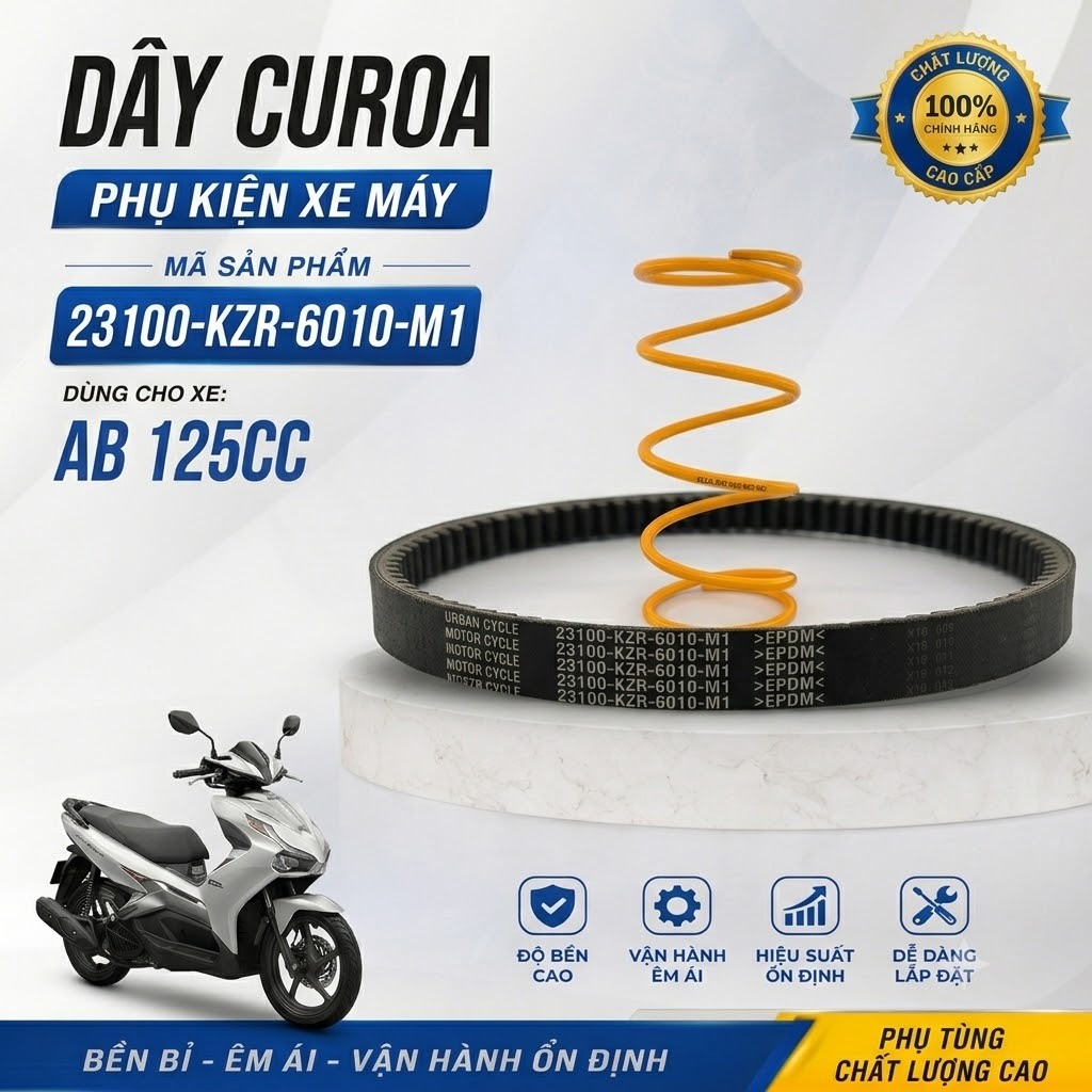 Dây Curoa Xe Máy KZR (23100-KZR-6010-M1) Cho AB 125CC – Bám Khít Buly