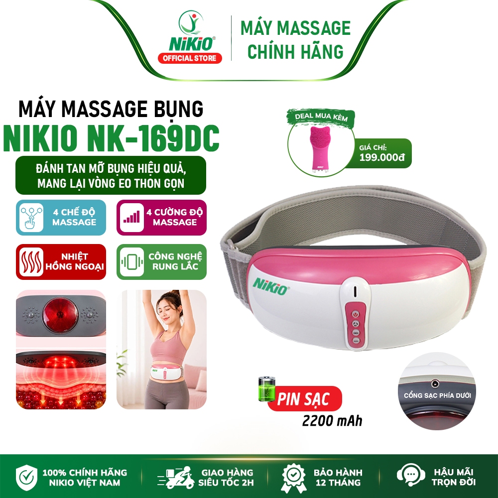 Đai Massage Bụng Rung Lắc Hồng Ngoại Nhật Bản Nikio NK-169DC - Pin sạc - Giảm béo