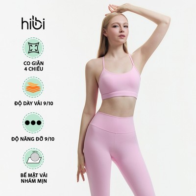 Áo bra tập Yoga Gym Luxury Hibi Sports BA528 kiểu 2 dây đan chéo, chất vải Hi Fabric, kèm mút ngực