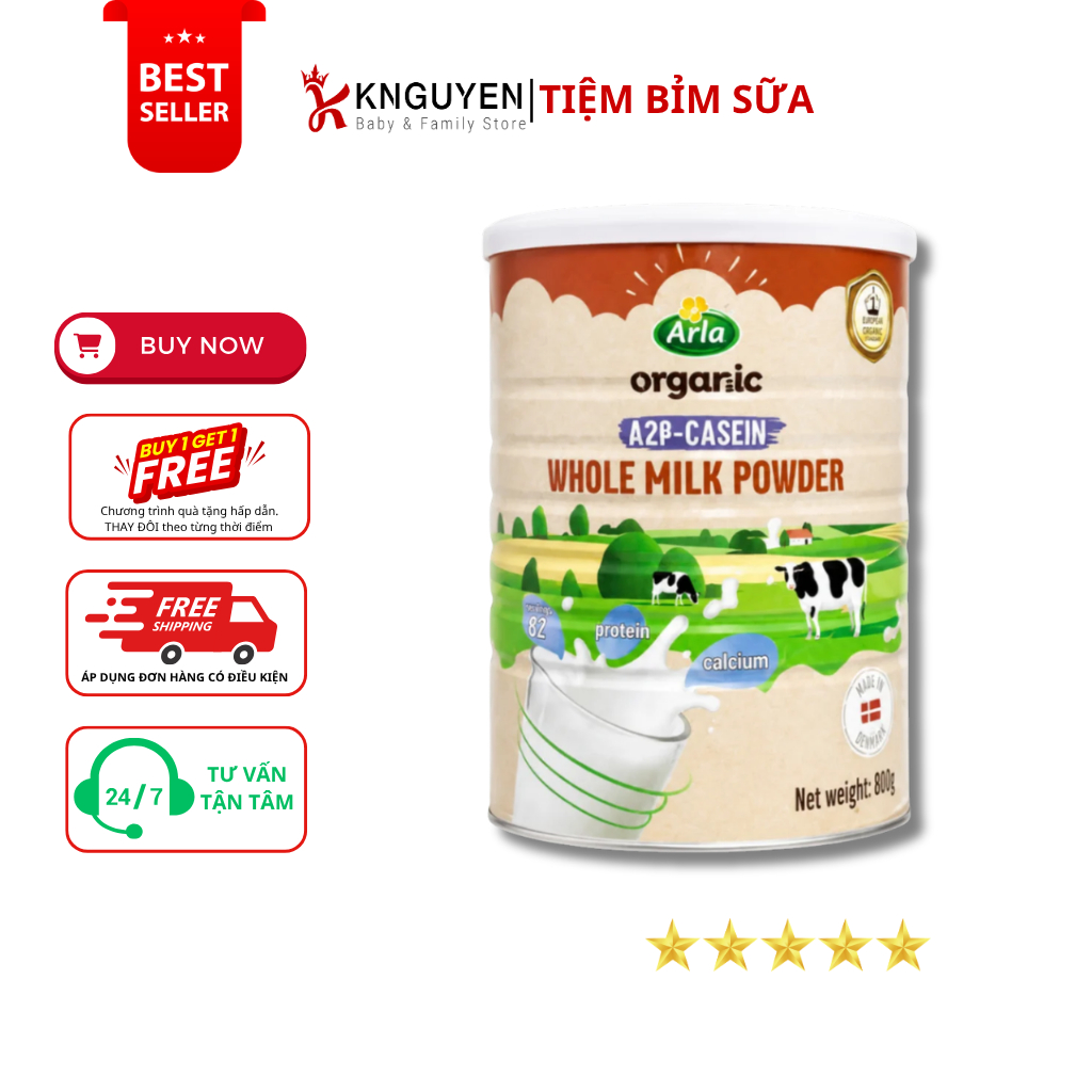 Sữa Arla A2 Organic Casein Whole Milk Powder (800g)