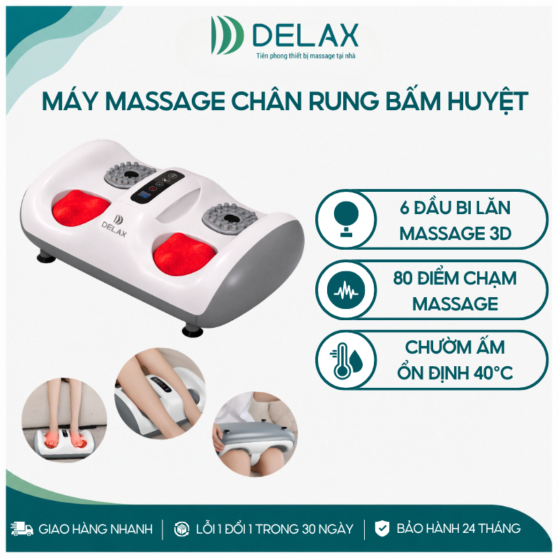 Máy Massage Chân DELAX MSC06 Bấm Huyệt 3D, Massage Rung, Chườm Nóng, Thư Giãn Bàn Chân, Giảm Mỏi