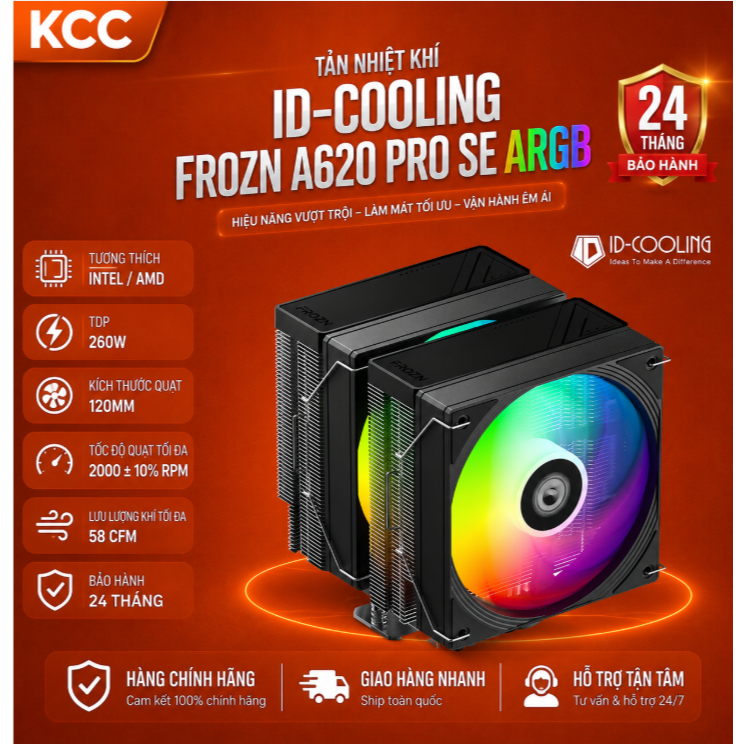 Tản nhiệt khí ID-COOLING FROZN A620 PRO SE ARGB bảo hành 2 năm