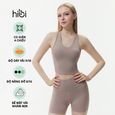 Áo croptop tập Yoga Gym Luxury Hibi Sports CR849 kiểu cổ tim, chất vải Hi Fabric, kèm mút ngực