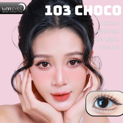 [SALE] Lens mắt AL-103 Choco màu nâu nhạt viền socola tự nhiên, size nhỏ - thương hiệu LUNA EYES