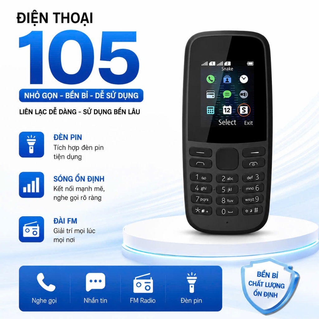 Điện Thoại 105 cùi bắp giá rẻ cho học sinh, điện thoại 105 4g. Điện thoại cục gạch 4G điện thoại bàn