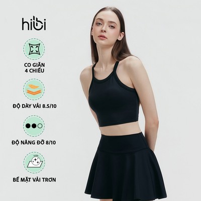 Áo croptop tập Yoga Gym Luxury Hibi Sports CR854 kiểu ba lỗ 2 dây, chất vải Lu Fabric, kèm mút ngực