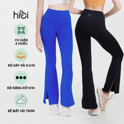 Quần Ống Loe Tập Yoga Gym Hibi Sports QD321 Kiểu Xẻ Tà, Chất Vải Lu Fabric