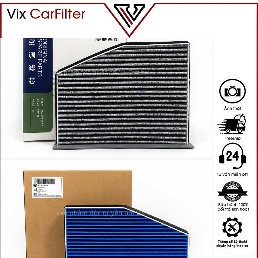 Lọc gió điều hòa  Audi A3 Q3 S3, Volkswagen Golf, Tiguan. Mã 1K1 819 653A