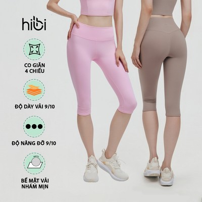 Quần lửng tập yoga Hibi Sports QL407 kiểu trơn qua gối, vải Luxury Hi Fabric