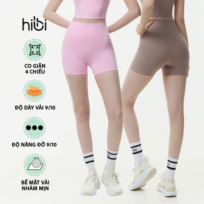 Quần đùi tập Yoga Gym Luxury Hibi Sports QS213 kiểu trơn, lưng cao tôn dáng, chất vải Hi Fabric