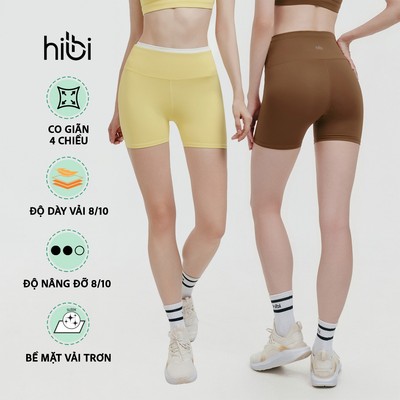 Quần đùi tập Yoga Gym Luxury Hibi Sports QS215 kiểu lưng cao cách điệu 2 lớp, chất vải High Spandex