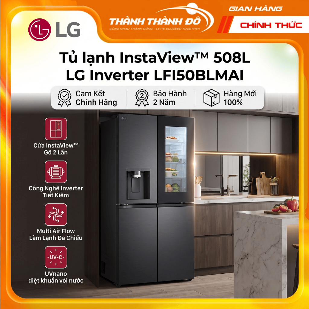 Tủ lạnh LG LFI50BLMAI Inverter 508 lít Multi Door InstaView